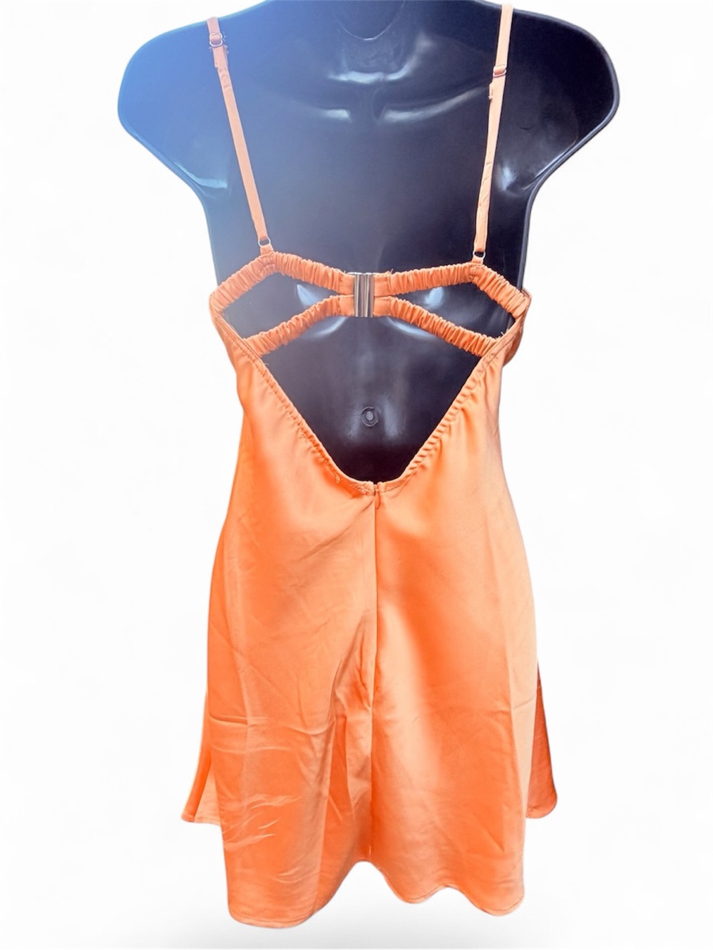 Hello Molly NWT Orange Satin Underwire Mini Dress Size S - Picture 4 of 5